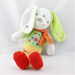 Doudou lapin jaune vert pois ours MOTS D'ENFANTS