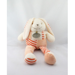 Doudou et compagnie lapin salopette rayé orange