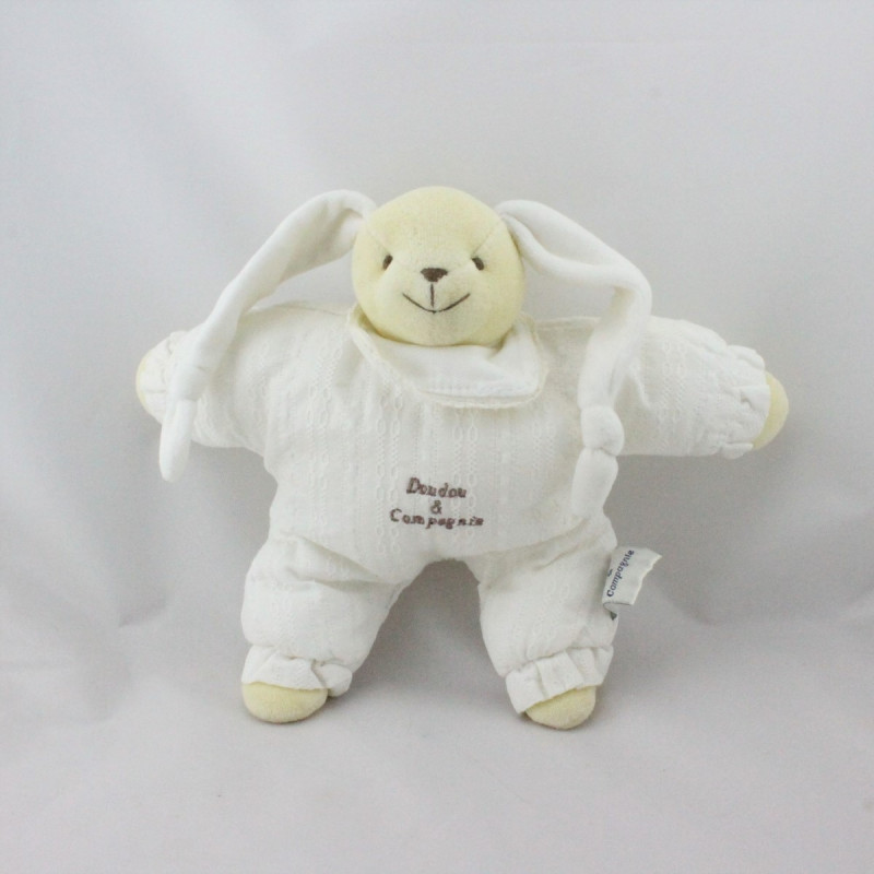 Doudou et compagnie semi plat lapin blanc 