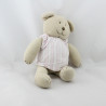Doudou ours beige pull blanc rose tricot JACADI