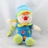 Doudou clown bleu vert étoiles NICOTOY