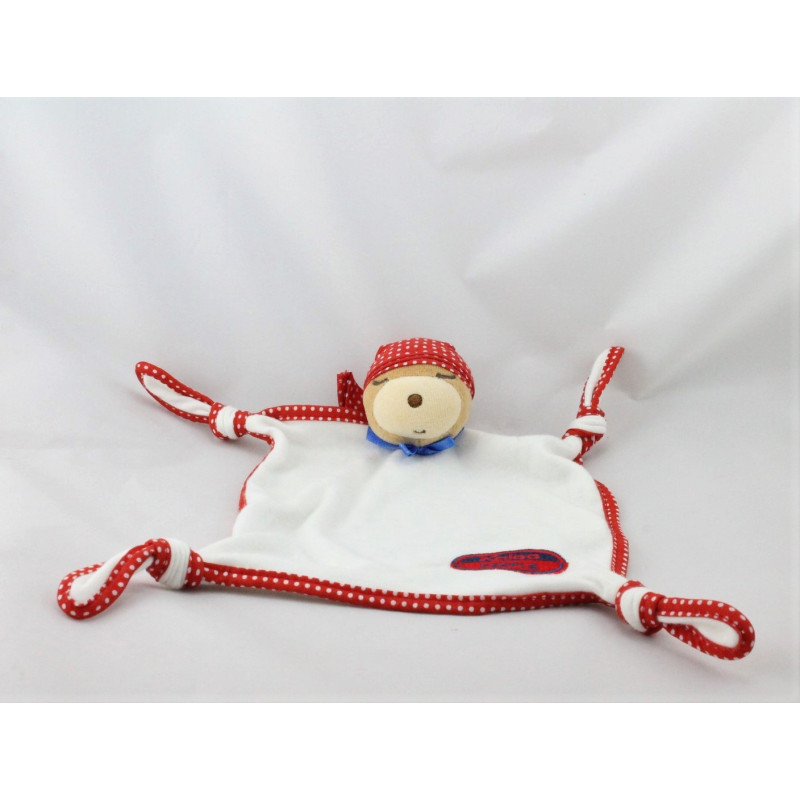 Doudou plat ours endormi bandanas rouge KALOO