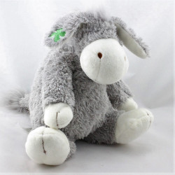 Doudou cheval ane gris blanc trèfle HAPPY HORSE 