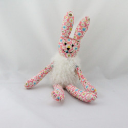 Doudou lapin rose motifs fourrure blanche  JELLYCAT