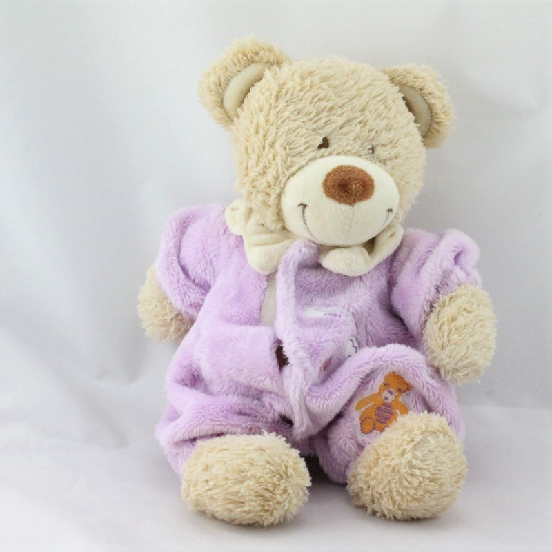 Doudou ours combinaison mauve nuages TEX