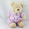 Doudou ours combinaison mauve nuages TEX