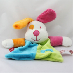 Doudou plat chien bleu vert rose orange os TIAMO