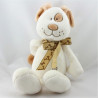 Doudou chien blanc beige marron MAXITA