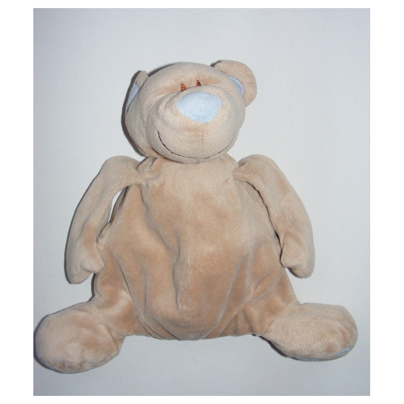 Doudou ours beige écharpe bleu JOLLYBABY