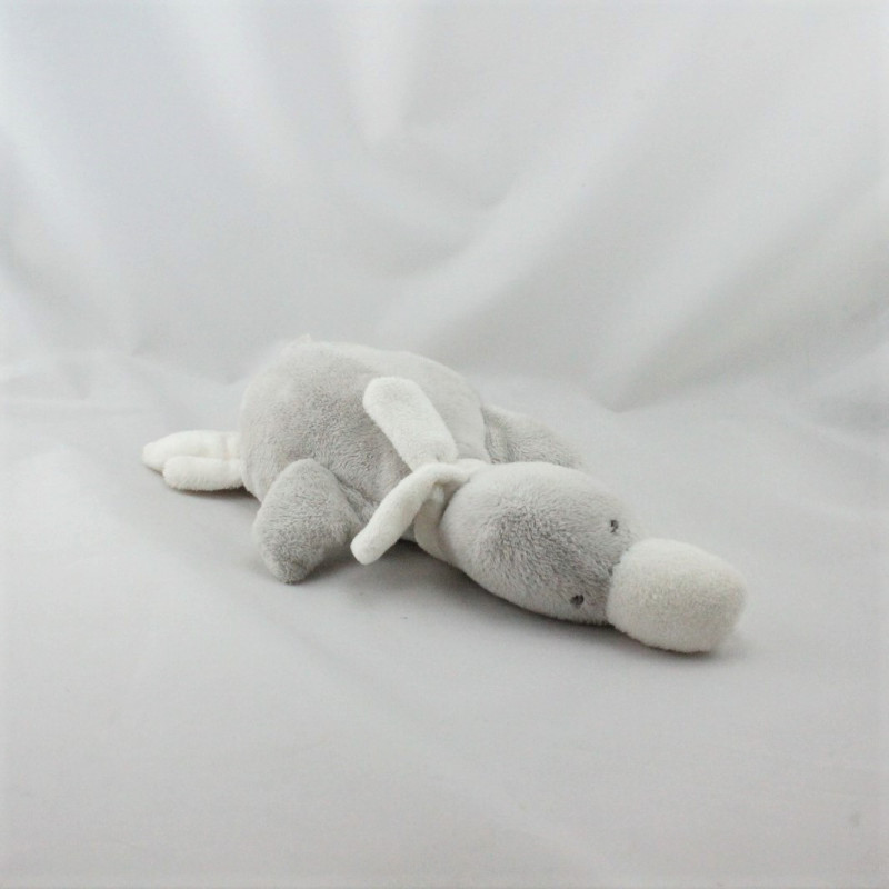 Doudou oiseau canard gris blanc J-LINE