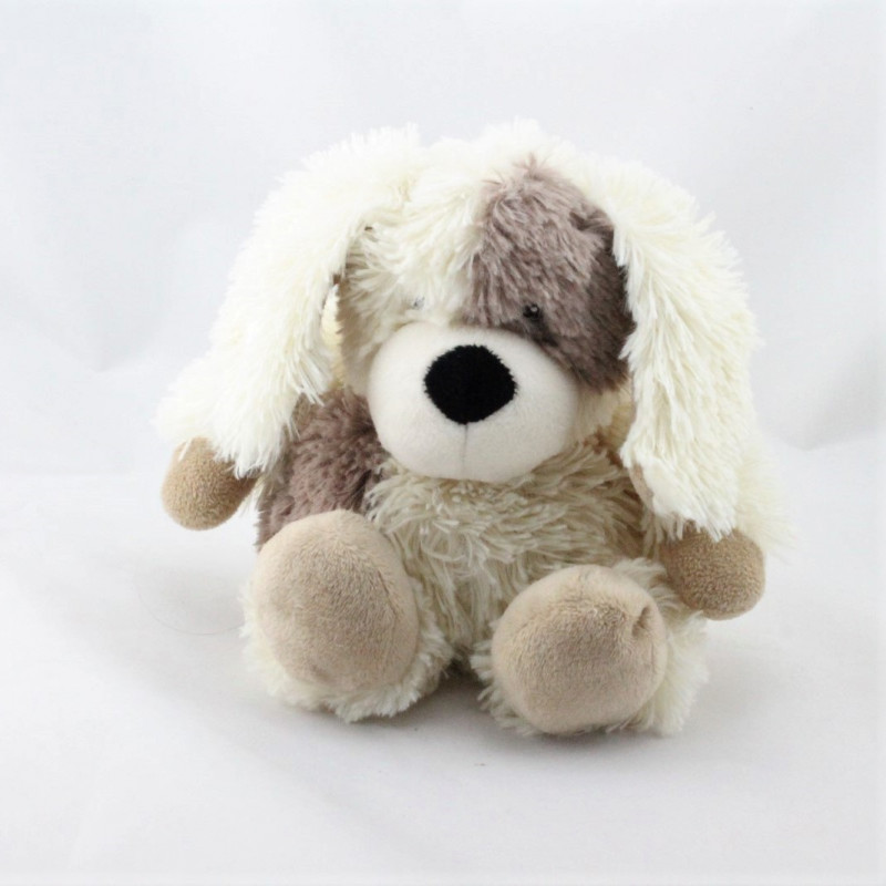 Doudou peluche chien blanc beige marron WARMIES