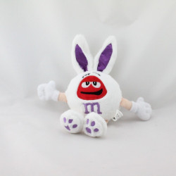 Doudou peluche lapin blanc rouge violet M&M'S