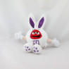 Doudou peluche lapin blanc rouge violet M&M'S