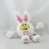 Doudou peluche lapin blanc jaune rose M&M'S
