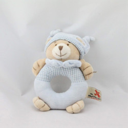 Doudou hochet ours bleu vichy NICOTOY