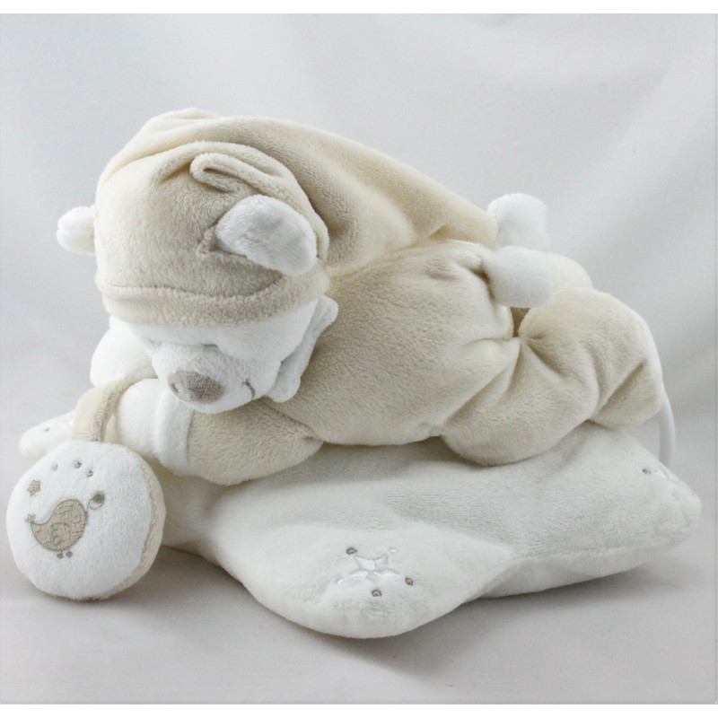 Doudou musical ours sur étoile blanc beige NICOTOY
