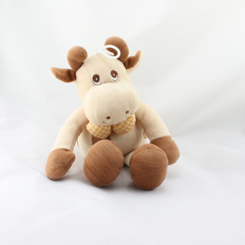 Doudou musical vache beige marron PRISCILLA LARSEN