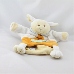 Doudou et compagnie marionnette mouton agneau blanc orange bleu