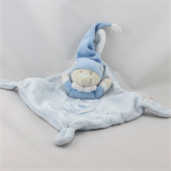 Doudou plat ours bleu oiseau étoile NICOTOY 