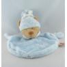 Doudou plat ours bleu bonnet coccinelle brodée NICOTOY