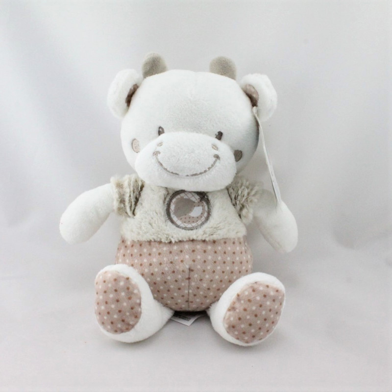 Doudou vache beige écru gris pois MOTS D'ENFANTS