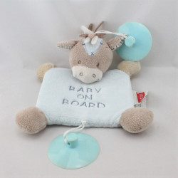 Doudou ane cheval poney bleu beige BABY ON BOARD NATTOU