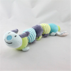 Doudou chenille bleu vert violet OBAIBI