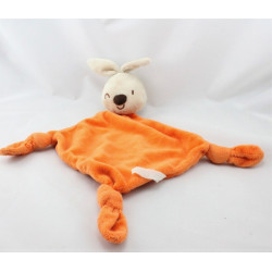 Doudou plat lapin beige orange 