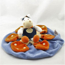 Doudou et compagnie plat rond cheval ane bleu blanc orange Justin