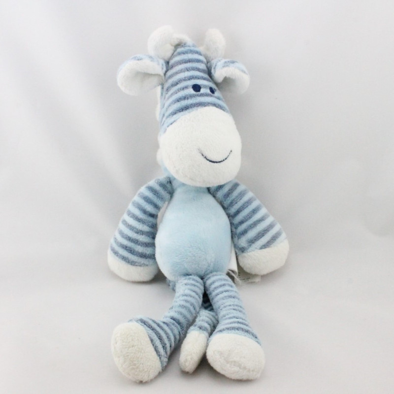 Doudou zébre bleu rayé TCF TOUT COMPTE FAIT