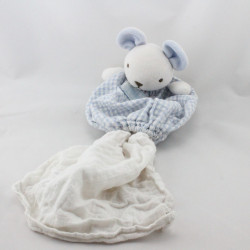Doudou souris bleu vichy mouchoir TARTINE ET CHOCOLAT 