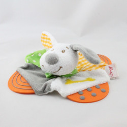 Doudou plat dentition chien blanc gris vert jaune os BENGY