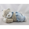 Doudou musical ours beige bleu blanc empreintes NICOTOY