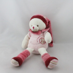 Doudou et compagnie chat Minouchette rose blanc bordeaux