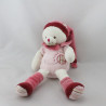 Doudou et compagnie chat Minouchette rose blanc bordeaux