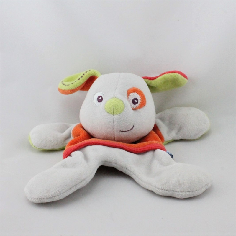Doudou plat blanc chien cocard SUCRE D'ORGE 