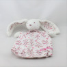 Doudou plat lapin blanc rose fleurs Petit Bonheur SERGENT MAJOR