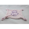 Doudou plat carré ours rose violet KALOO