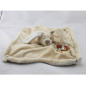 Doudou plat carré lapin beige marron 