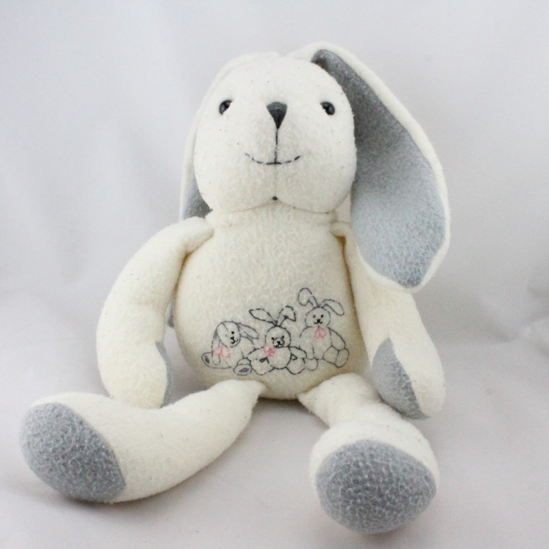 Doudou lapin blanc gris ANNA CLUB PLUSH