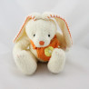 Doudou lapin blanc sac orange fleur ANNA CLUB PLUSH