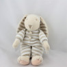 Doudou lapin blanc beige rayé Priscilla Larsen 