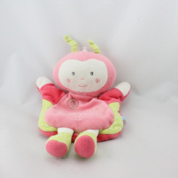 Doudou plat Coccinelle rose vert pois Sucre D'Orge