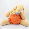 Doudou kangourou beige salopette orange VERTBAUDET