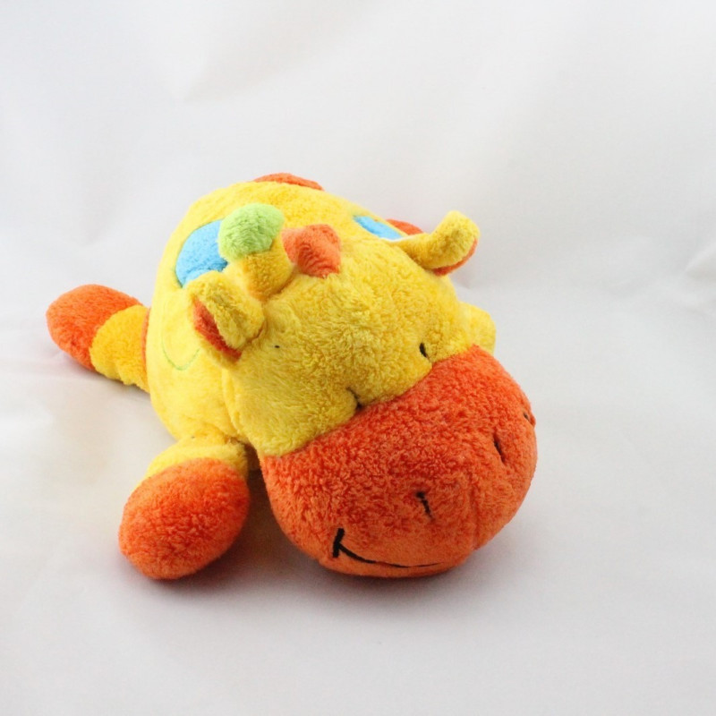 Doudou girafe jaune orange bleu vert ANIMAUX PRESCHOOL CORA