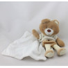 Doudou plat ours beige blanc mouchoir BERLINGOT