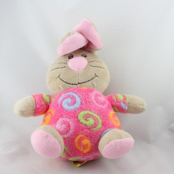 Doudou lapin beige rose spirales BOB DER BAR