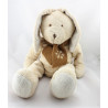 Doudou lapin beige écharpe marron