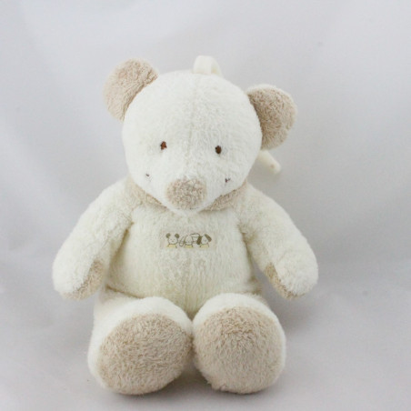 Doudou musical ours souris blanc beige NICOTOY