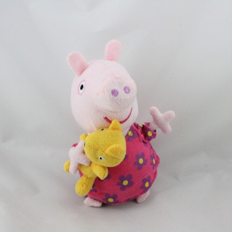 Doudou sonore cochon rose fleurs avec ours PEPPA PIG